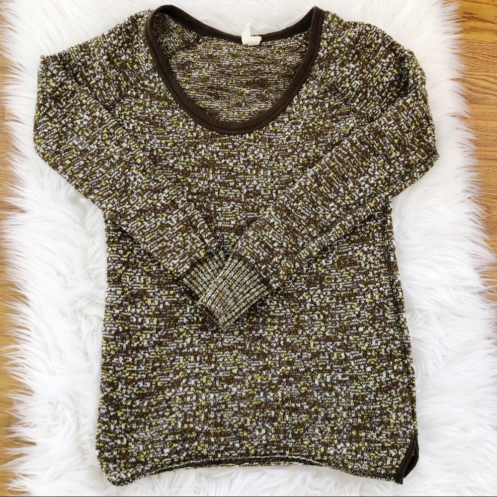 Free People Brown and Cream Knit Sweater